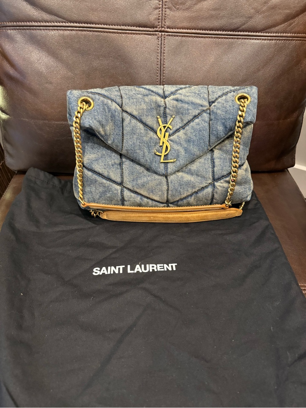 Saint Laurent Denim Shoulder Bag size SMALL